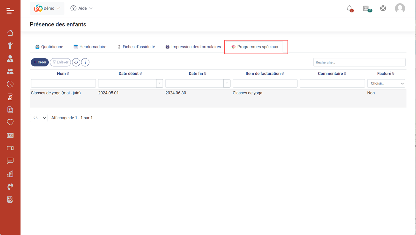 MaGarderie Plus: Facturation des programmes spéciaux MaGarderie Plus: Facturation des programmes spéciaux
