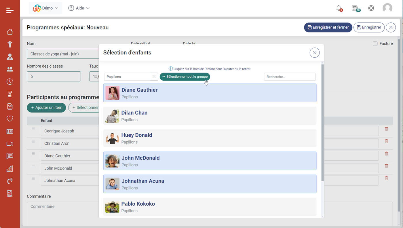 MaGarderie Plus: Facturation des programmes spéciaux MaGarderie Plus: Facturation des programmes spéciaux