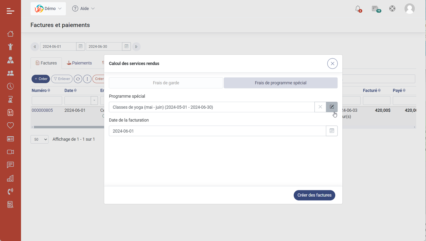 MaGarderie Plus: Facturation des programmes spéciaux MaGarderie Plus: Facturation des programmes spéciaux