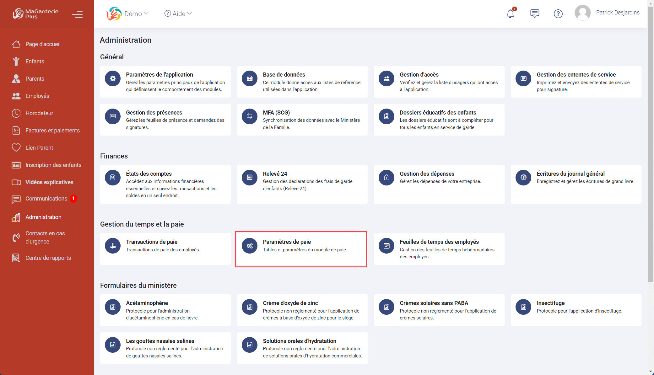 MaGarderie Plus: Module de paie