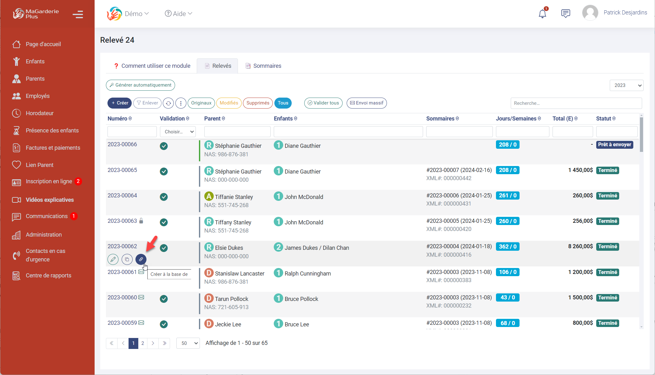 Module de production des relevés 24 Module de production des relevés 24