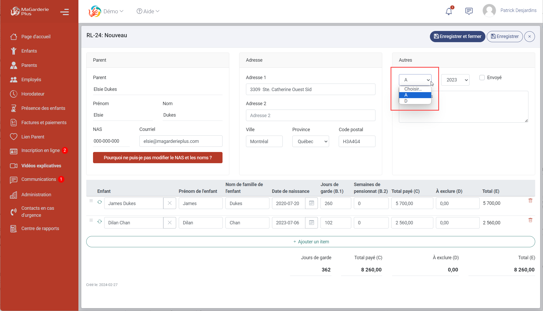 Module de production des relevés 24 Module de production des relevés 24