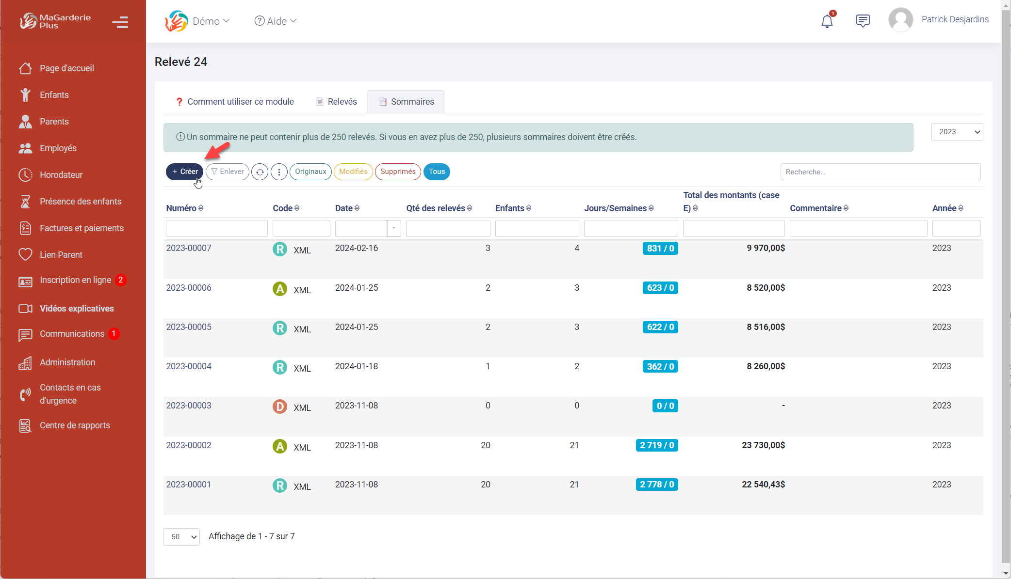 Module de production des relevés 24 Module de production des relevés 24