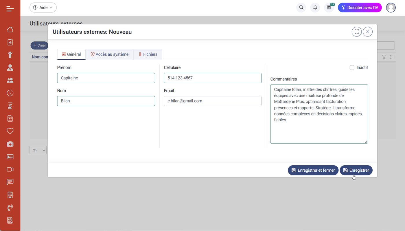 MaGarderie Plus Utilisateurs externes