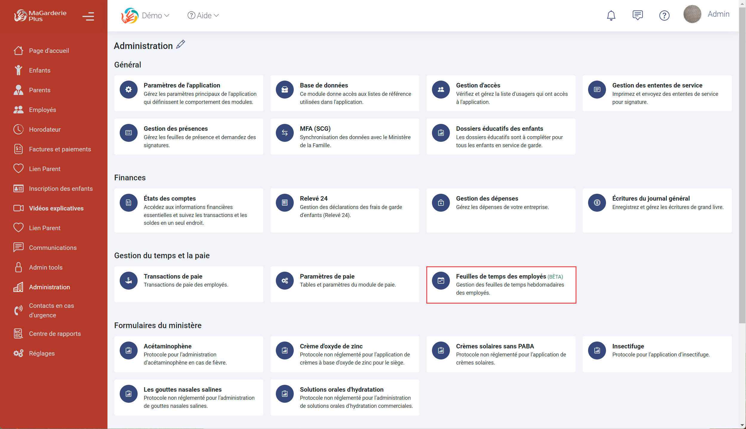 Feuilles de temps des employés dans MaGarderie Plus Feuilles de temps des employés dans MaGarderie Plus