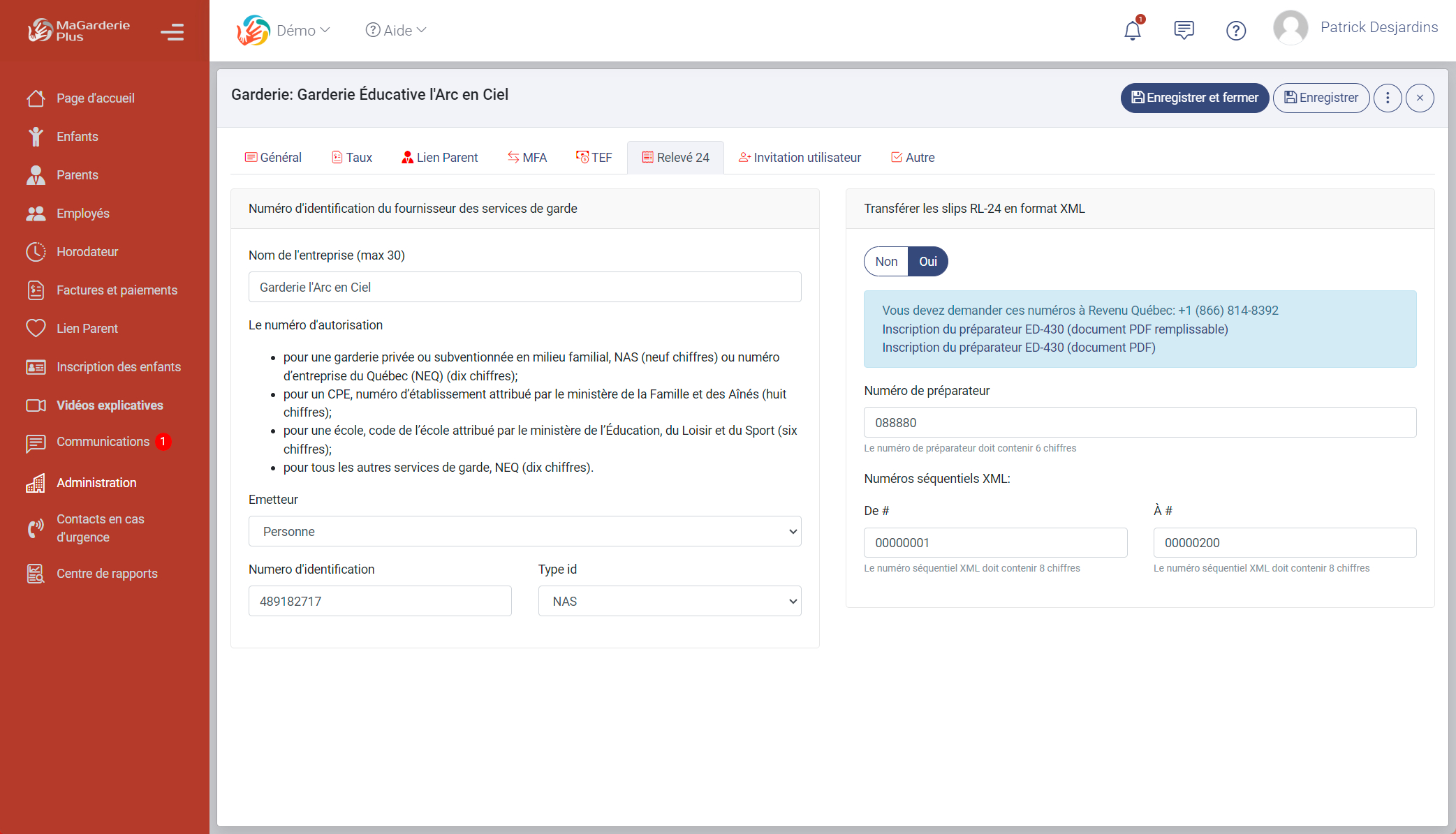 Module de production des relevés 24 Module de production des relevés 24