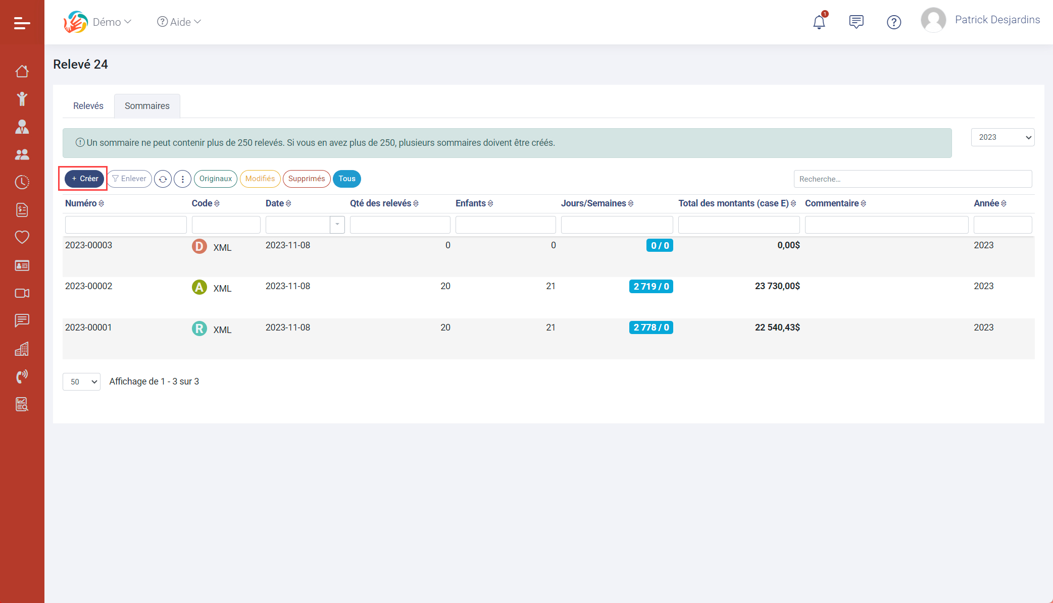 Module de production des relevés 24 Module de production des relevés 24