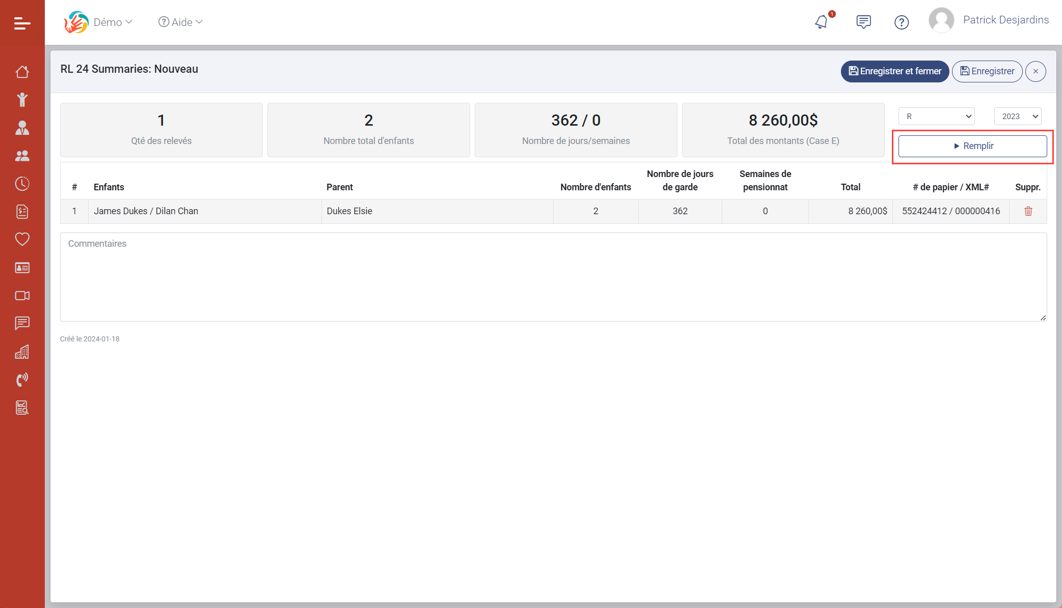 Module de production des relevés 24 Module de production des relevés 24