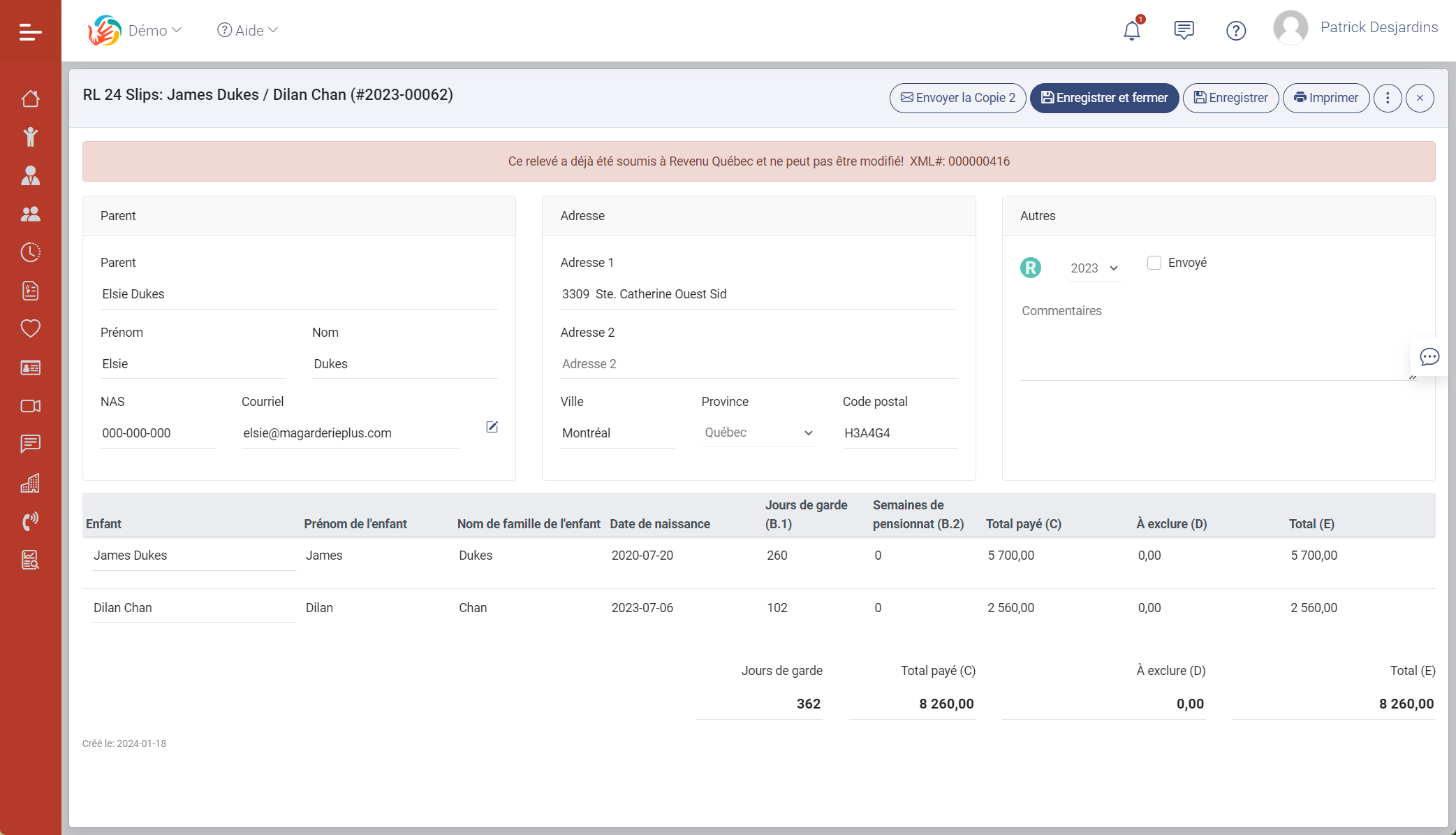 Module de production des relevés 24 Module de production des relevés 24