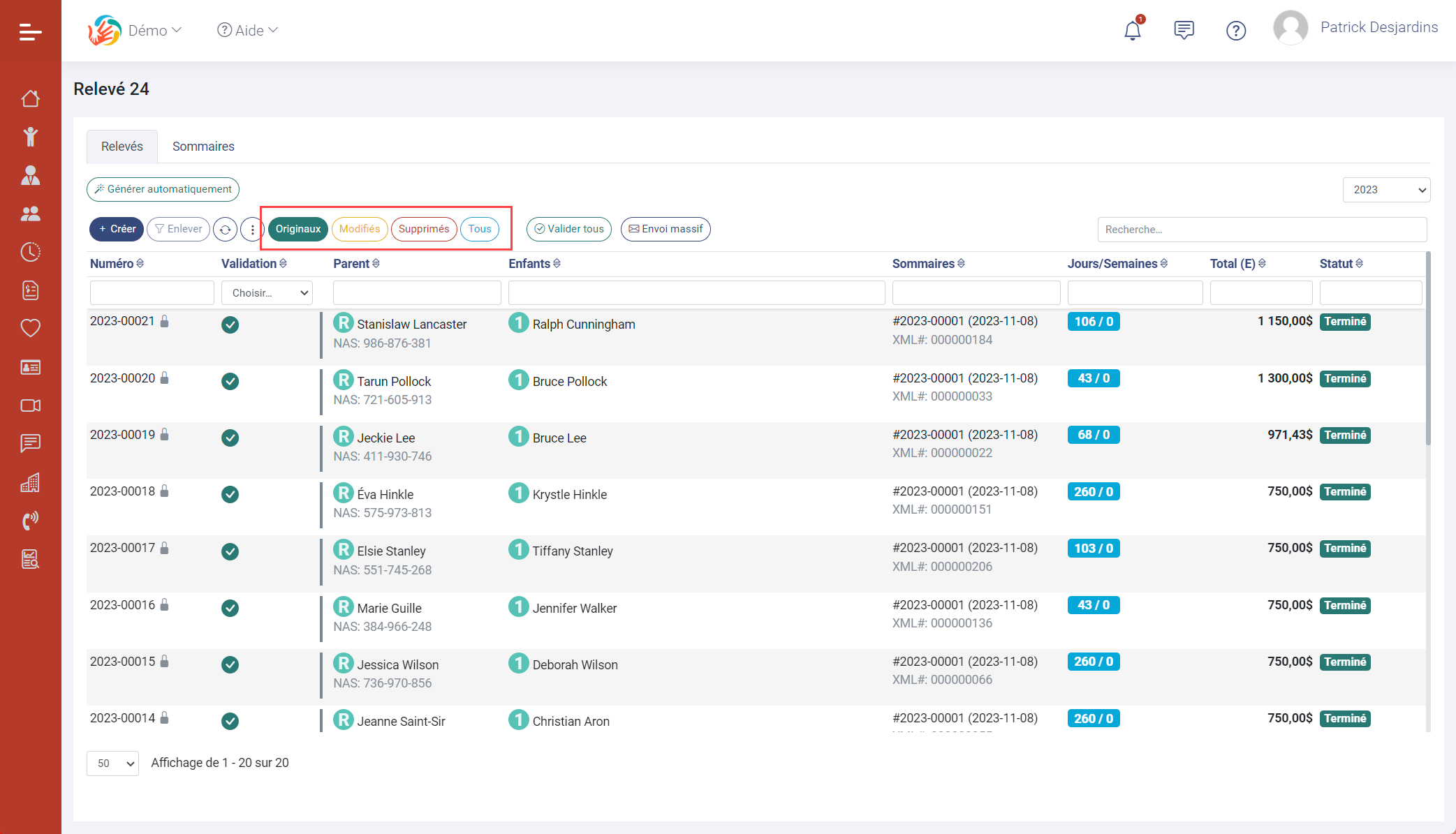 Module de production des relevés 24 Module de production des relevés 24