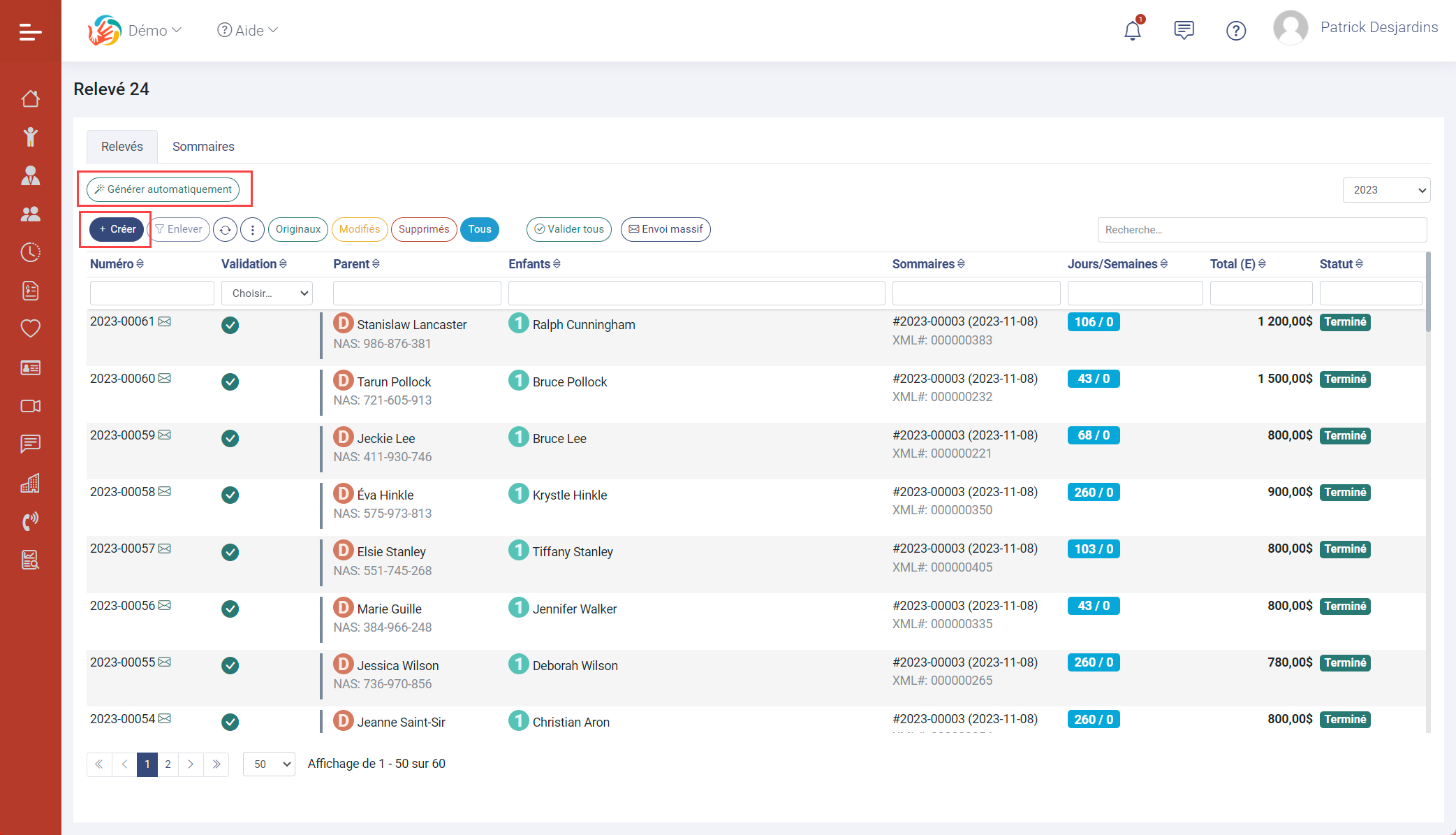 Module de production des relevés 24 Module de production des relevés 24
