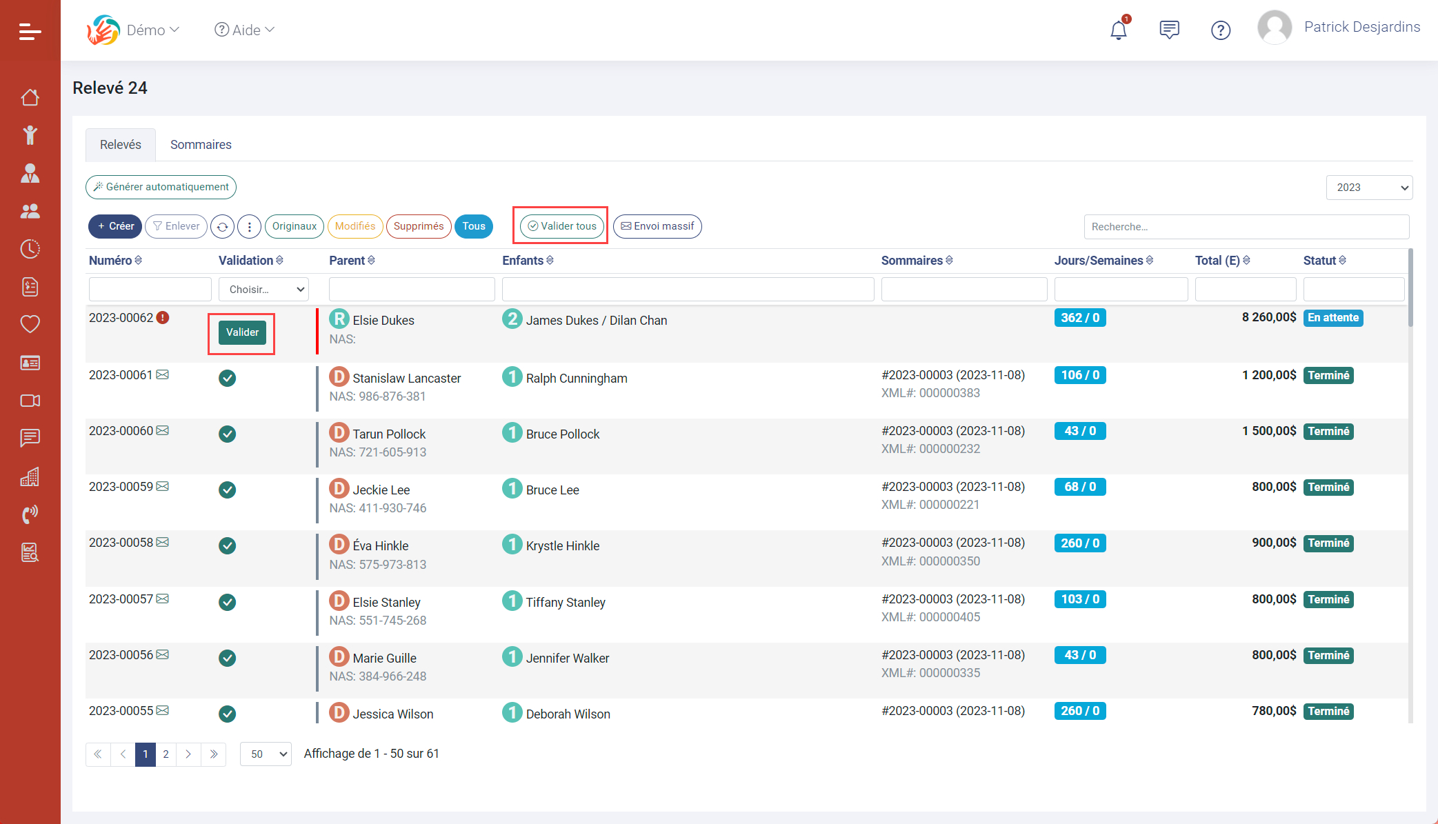 Module de production des relevés 24 Module de production des relevés 24