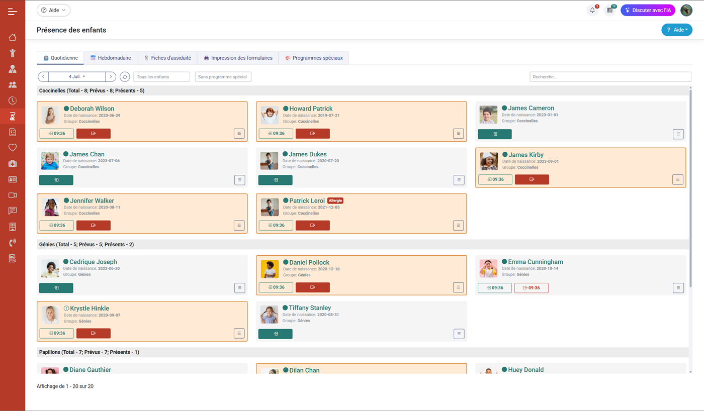 MaGarderie Plus Gestion des présences des enfants
