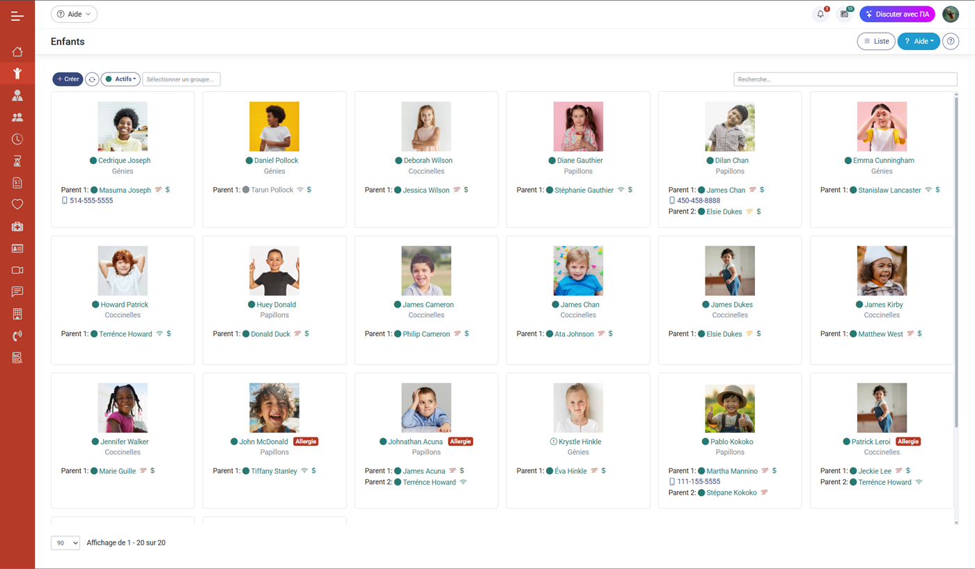 MaGarderie Plus Gestion des fiches d'enfants