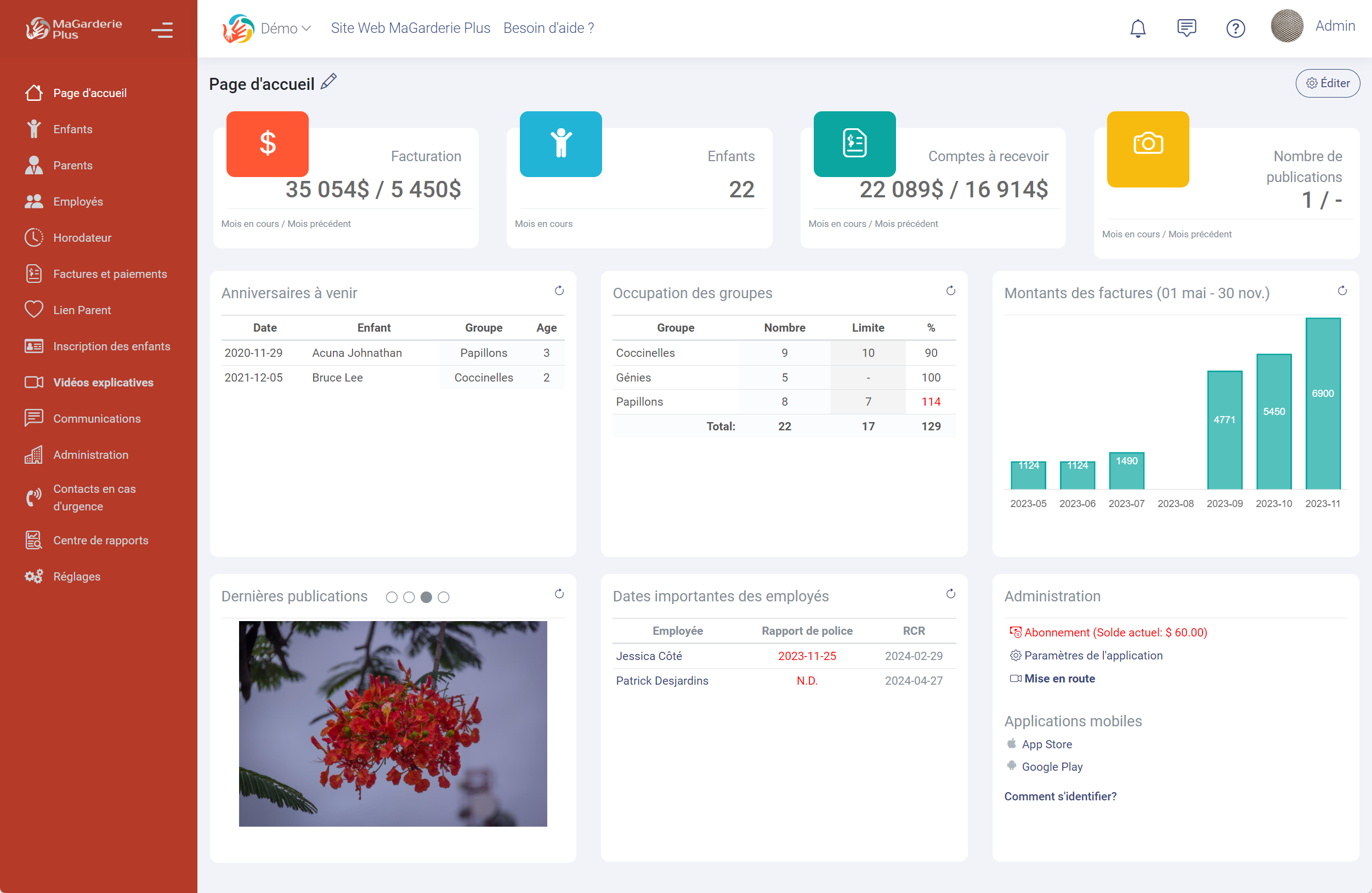 MaGarderie Plus fonctionnalités générales