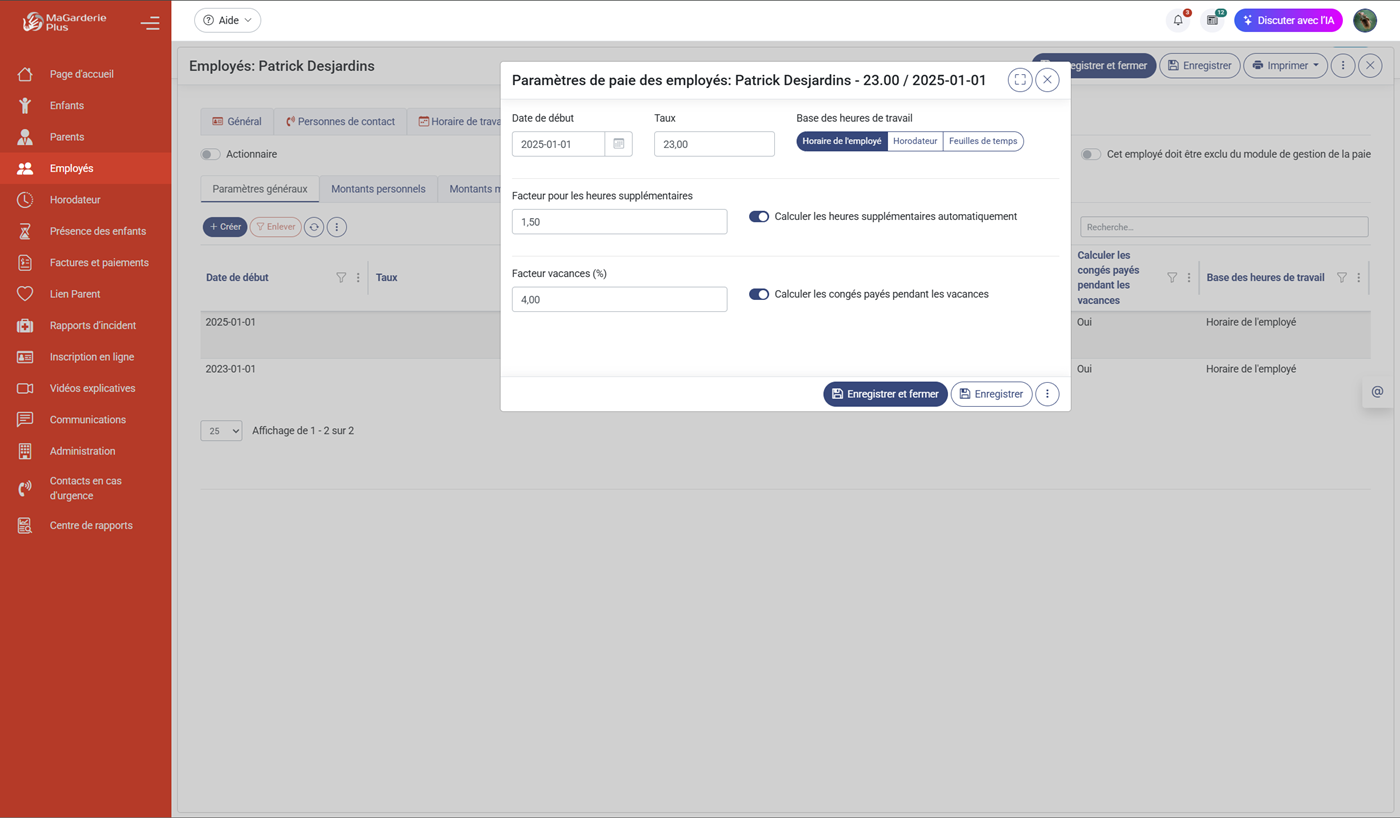 MaGarderie Plus Module de paie