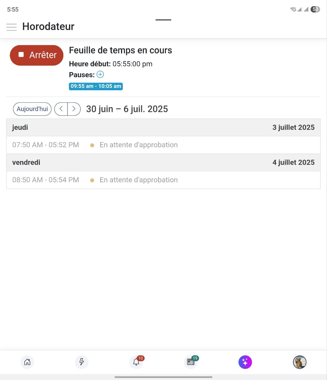 MaGarderie Plus Gestion des feuilles de temps des employés