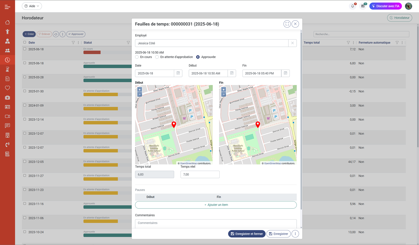 MaGarderie Plus Gestion des feuilles de temps des employés